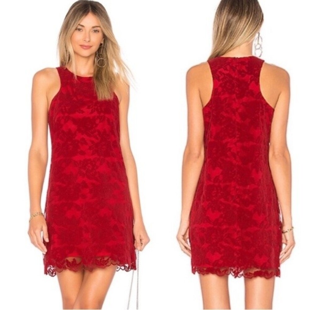Lovers + Friends ||‎ Red Velvet Lace Mini Dress XS